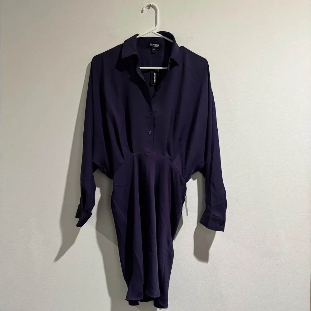 Express Portofino Collared Shirt Dress – Purple – NWT – Size Small - Picture 5 of 6